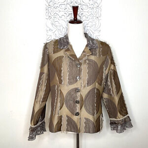 TAYLOR G Dallas Texas size MEDIUM Jacket Embroidered Layered Sleeves USA BRONZE